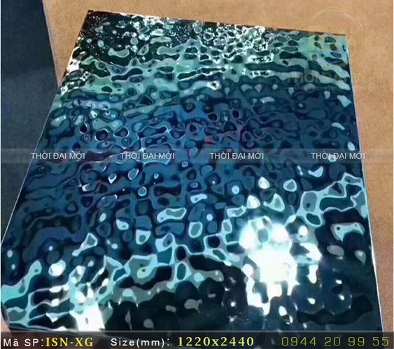 Tấm inox sóng nước xanh gương