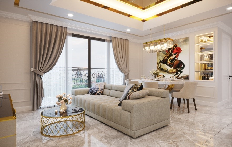 Ứng dụng nẹp LA inox trong phòng khách