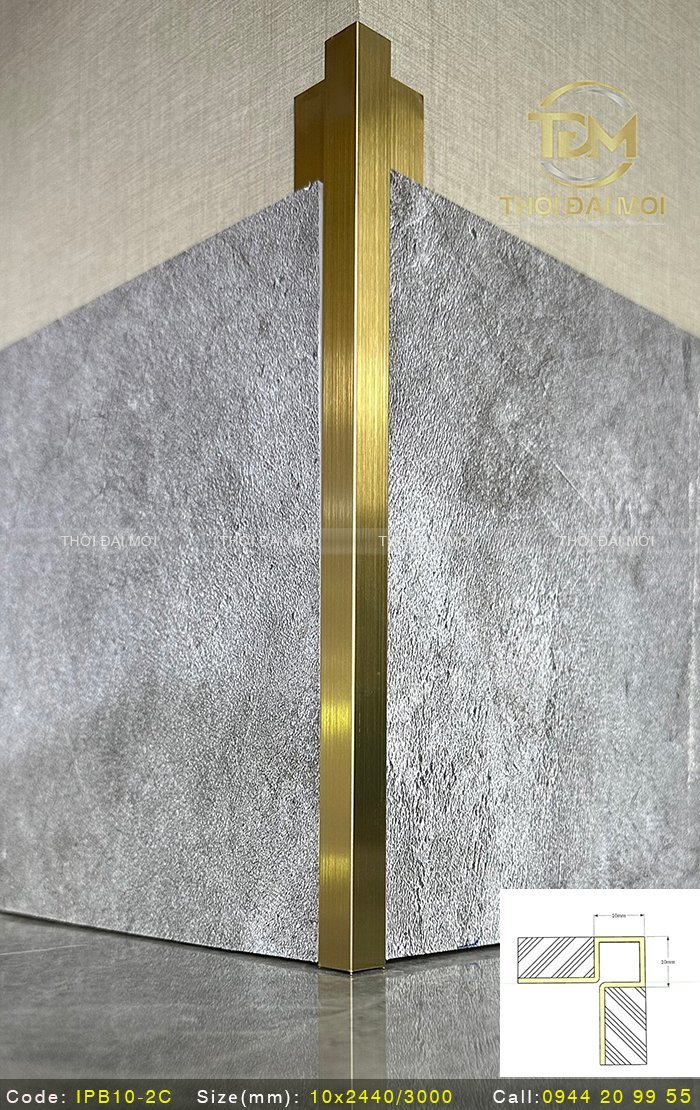 Nẹp inox 2 cánh góc vuông