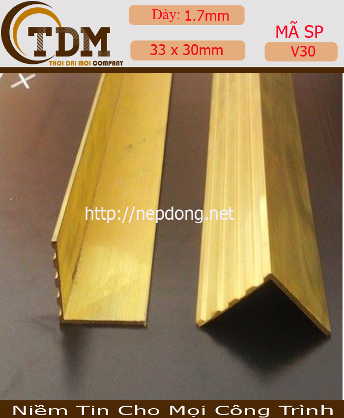 NẸP ĐỒNG V30MM GÂN