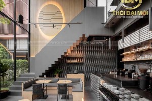Sử dụng nẹp trang trí trong thiết kế quán cà phê tạo không gian độc đáo sáng tạo